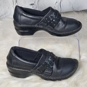 Boc Born Concept‎ Womens 8 M Black Leather Slip On Clogs Academic Comfort Shoes